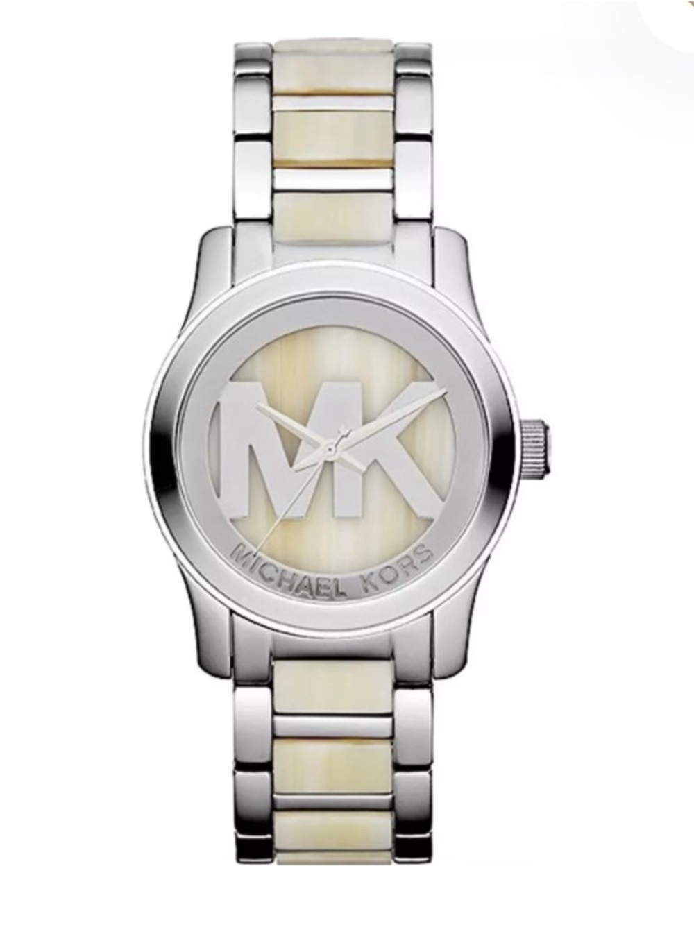 Michael Kors Silver and Cream MK Logo Bracelet Watch MK 5787